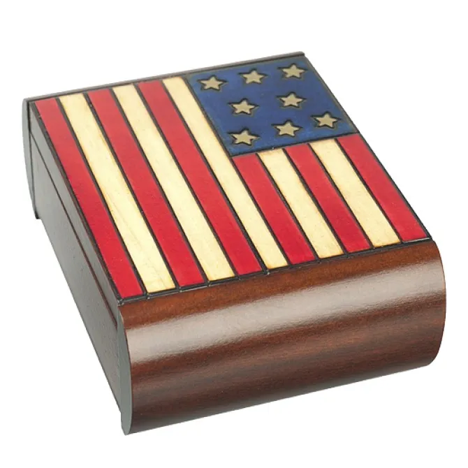 American Flag Secret Wooden Puzzle Box