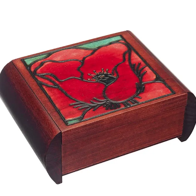 Big Poppy Flower Secret Wooden Puzzle Box