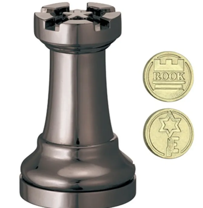 Cast Chess Rook Black- Hanayama Metal Puzzle