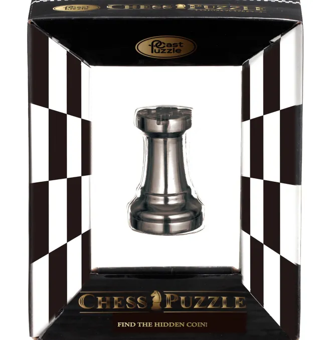 Cast Chess Rook Black- Hanayama Metal Puzzle