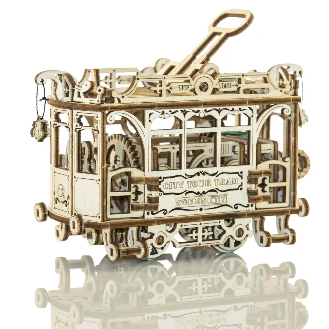 City Train With Rails - 3D Mechanical, Engineering Self-Assembled Puzzle
