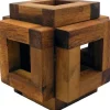 Cover Sliding Cage Cube - Wooden Brain Teaser Puzzle