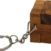Cube Lock Key Chain - Wooden Puzzle Brainteaser