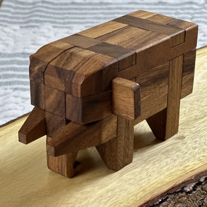 Elephant Kumiki Large - 3D Brain Teaser Wooden Puzzle