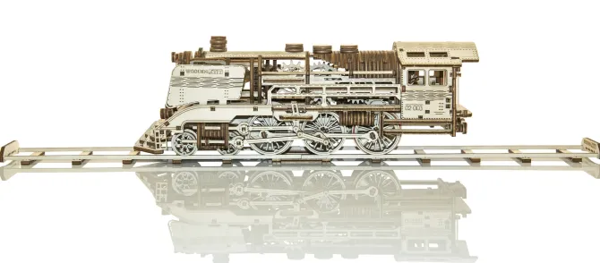 Express Train With Rails - 3D Mechanical, Engineering Self-Assembled Puzzle