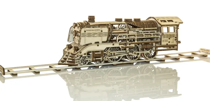 Express Train With Rails - 3D Mechanical, Engineering Self-Assembled Puzzle
