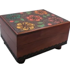 Floral Carved Secret Wooden Puzzle Box