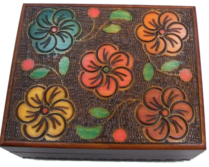 Floral Carved Secret Wooden Puzzle Box