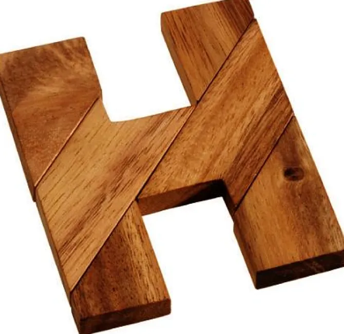 H Letter With Wooden Box - Wooden Puzzle Brain Teaser