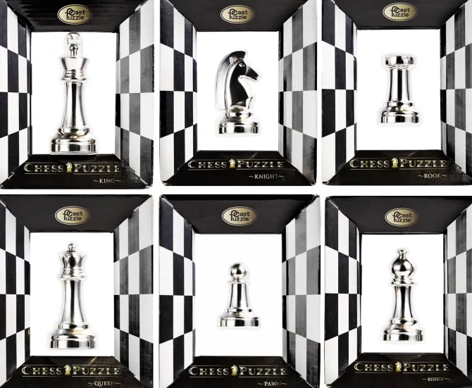 Hanayama Chess Pieces Puzzle Set Metal Puzzle