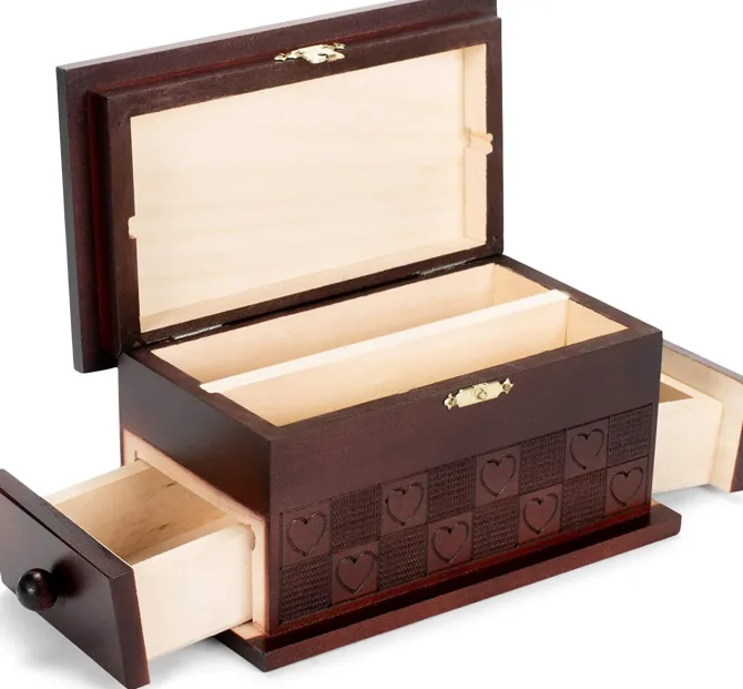 Heart Trick Large Puzzle Box With Secret Drawers - Handcrafted wooden box