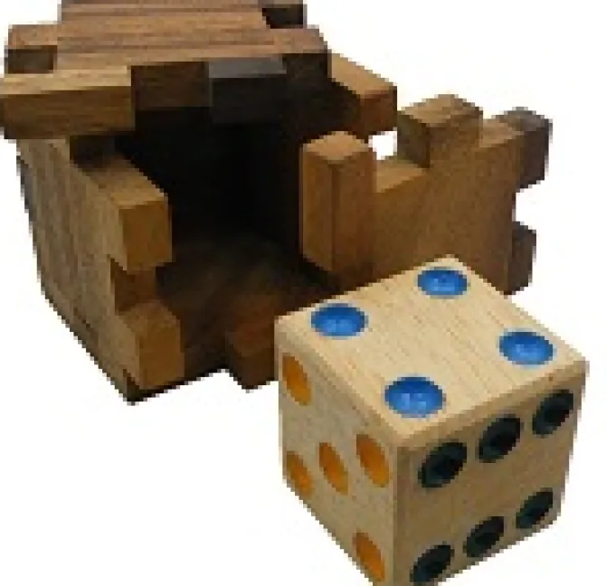 Hidden Dice Cube - Interlocking Wooden Puzzle