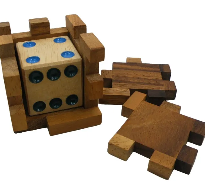 Hidden Dice Cube - Interlocking Wooden Puzzle