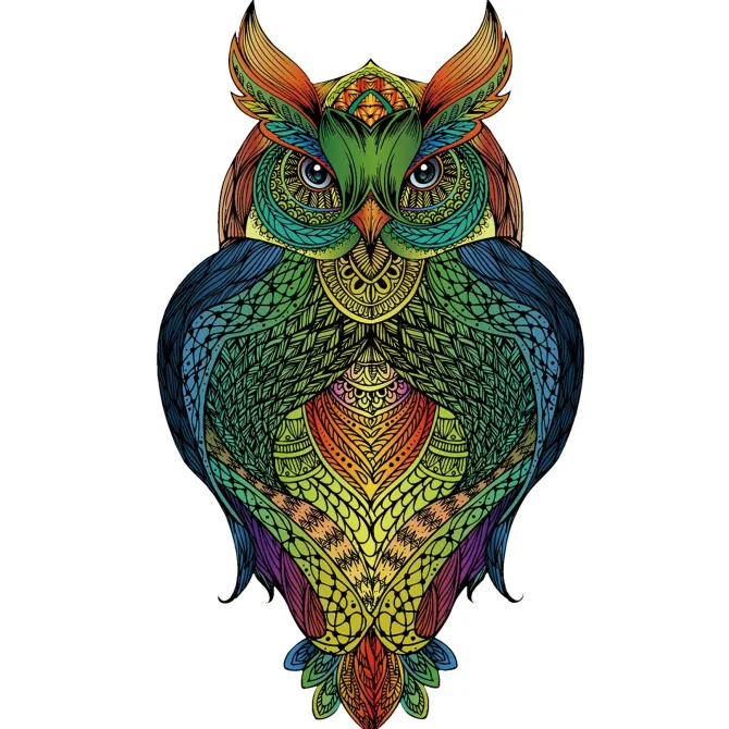 Owl Rainbow Wooden Jigsaw Shape Puzzle 137 pieces