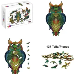 Owl Rainbow Wooden Jigsaw Shape Puzzle 137 pieces