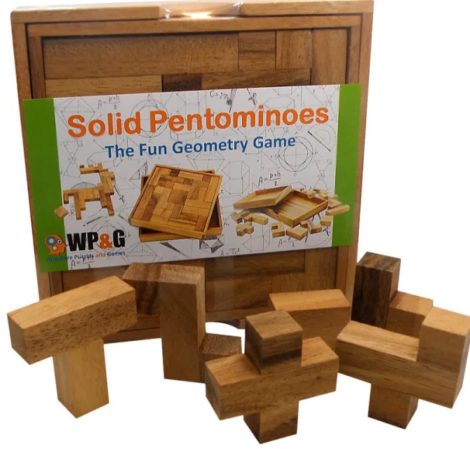 Solid Pentominoes - Wooden Brain Teaser Puzzle