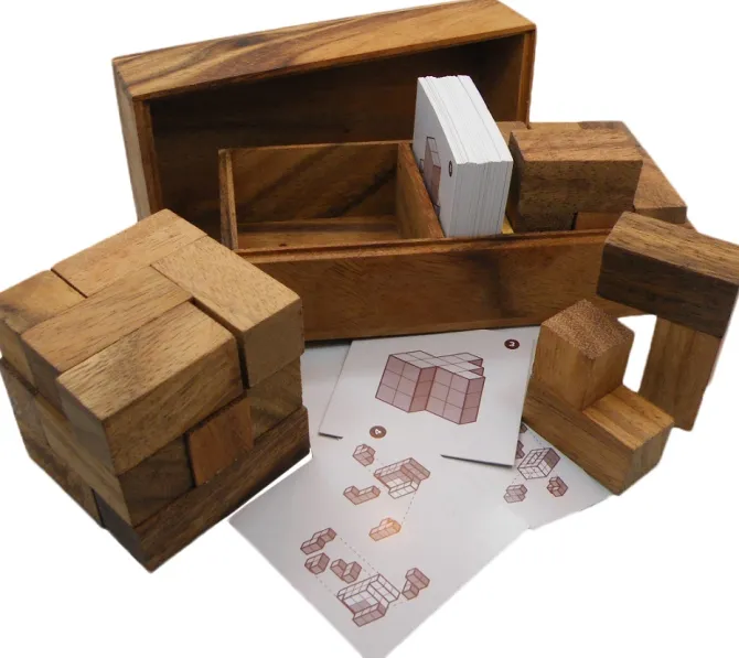 Soma Cube Double With Playing Cards Wooden Puzzle