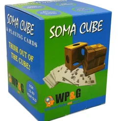 Soma Cube Set With 50 Playing Cards - Brain Teaser Wooden Puzzle