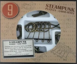 Steampunk Puzzles Set Brown Box - 9 Disentanglement Metal Puzzles