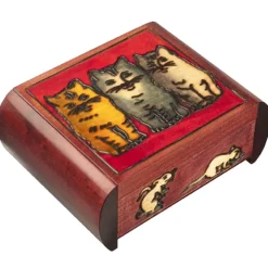 Three Cats Secret Wooden Puzzle Box