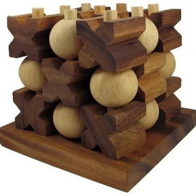 Tic Tac Toe 3D (LARGE) - Strategy Wooden Game