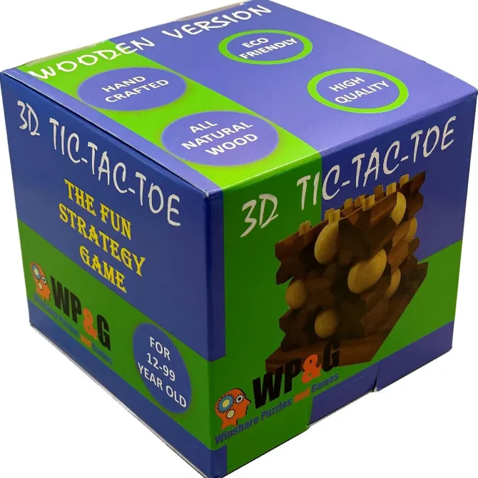 Tic Tac Toe 3D (LARGE) - Strategy Wooden Game