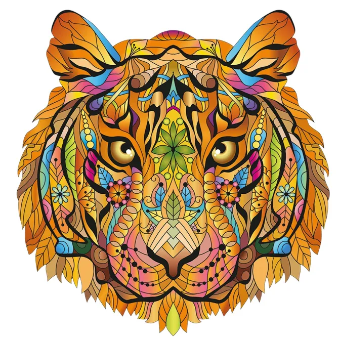 Tiger Rainbow Wooden Jigsaw Shape Puzzle 138 pieces