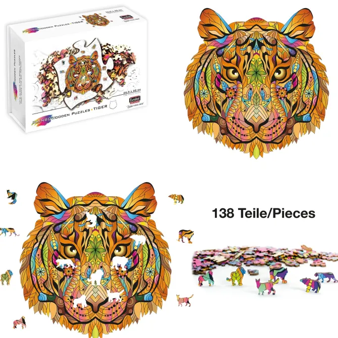 Tiger Rainbow Wooden Jigsaw Shape Puzzle 138 pieces