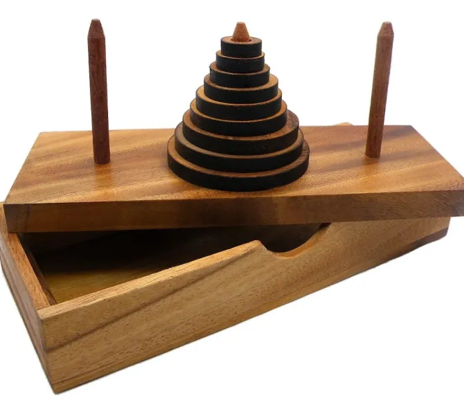 Tower of Hanoi 9 Rings Wooden Brain Teaser Puzzle