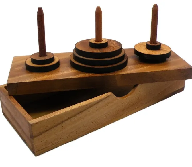 Tower of Hanoi 9 Rings Wooden Brain Teaser Puzzle