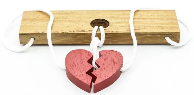 Two Lovers Heart (Large) - String Wooden Puzzle