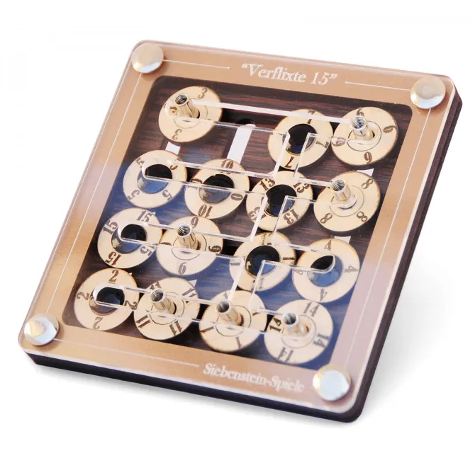 Verflixte 15 - Sliding Wooden Brain Teaser Puzzle